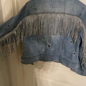 Ci Sono Blue Denim Jacket with Silver Fringe